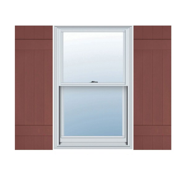 Ekena Millwork Lifetime Vinyl, Standard Four Board Joined, Board-n-Batten Shutters, LJ4S14X03500RD, PR LJ4S14X03500RD - main